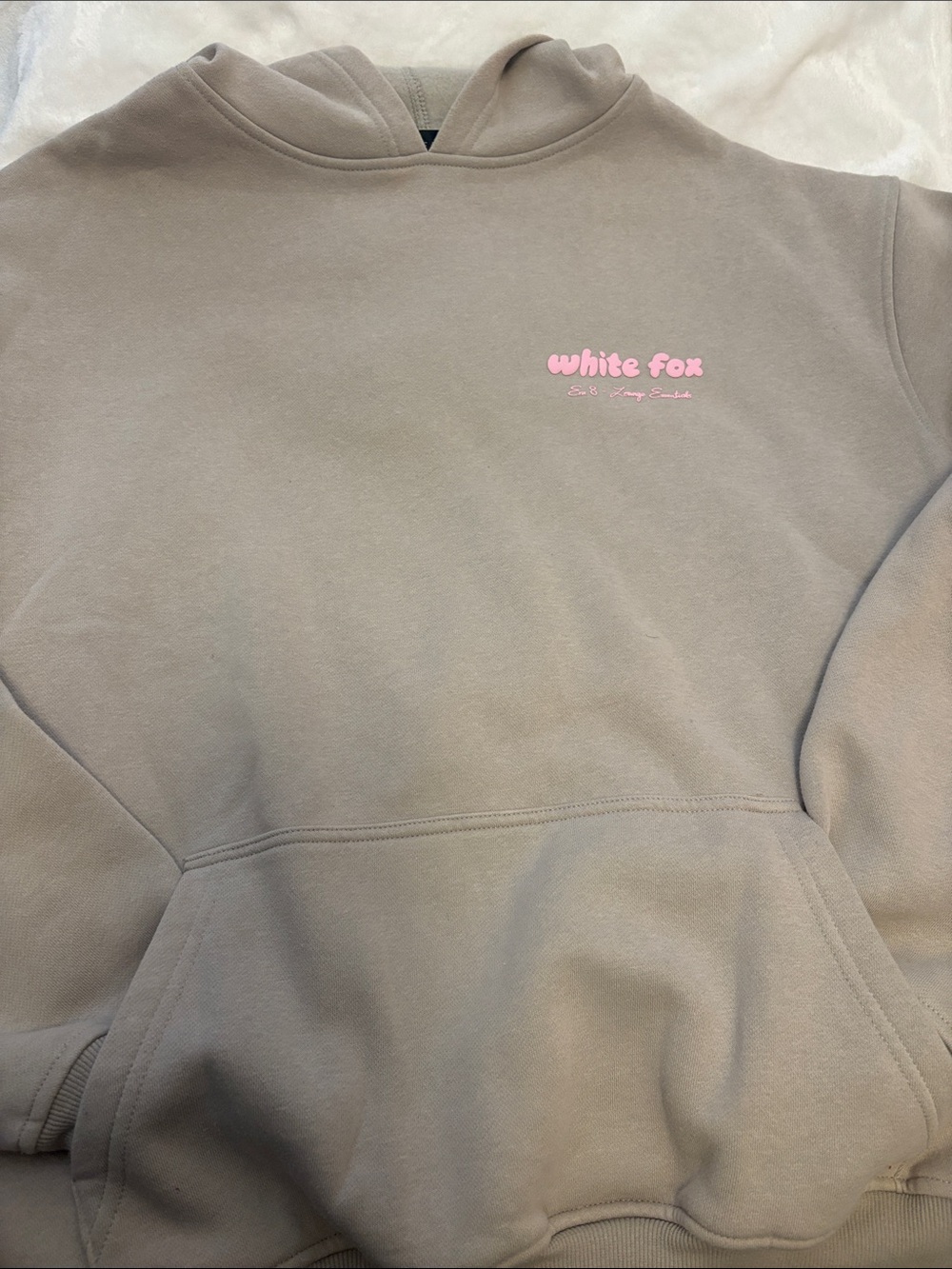 White Fox Boutique Hoodie and Sweat Pants in Moon with Pink Logo